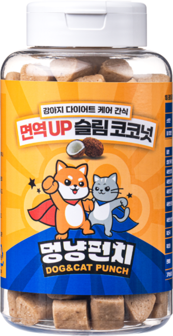 멍냥펀치 강아지 면역업 다이어트 케어 가수분해 간식, 1개, 300g, 코코넛