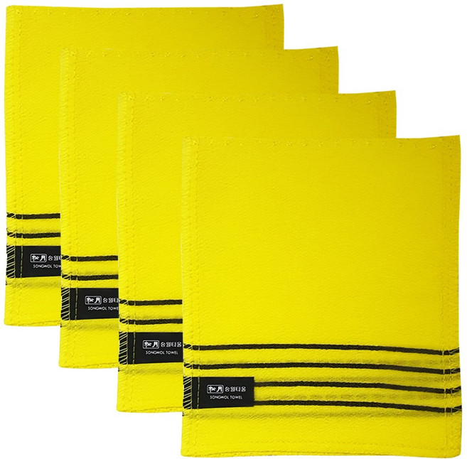 송월타올 다이아몬드 콤비 양면 때밀이 장갑 때타올 4개, 1세트, 노랑, 4매입