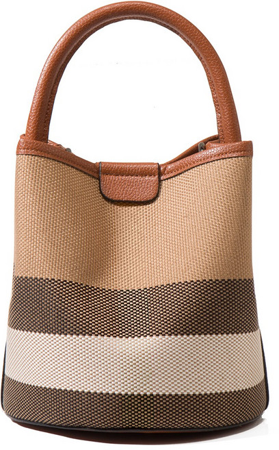 체크 대용량의 가죽 숄더 버킷백