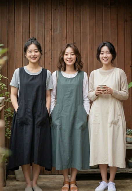 대신승복 옆주름원피스 면원피스 조끼원피스 앞치마원피스 장금이 어린이집 승복 법복 개량한복 퓨전 원피스 루즈핏