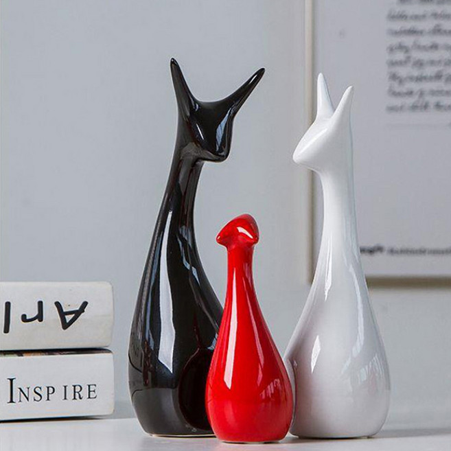 [도레미조각상-사슴가족] 북유럽풍 미니멀리즘 세라믹 조각소상 장식소품 인테리어소품 Statuette, 4번