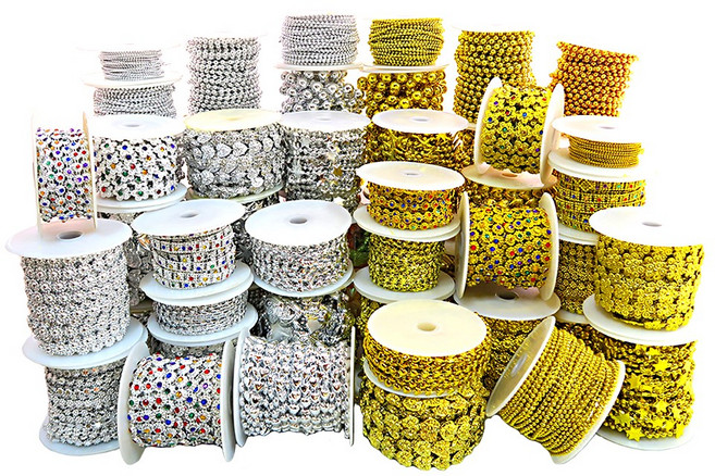 체인비드 롤 체인구슬 구슬줄 타래 장식비즈 -50종, 1. 원형 5mm, 1개, 금색