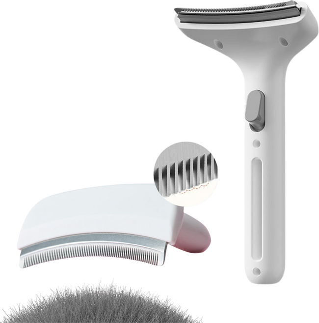 소소룸 반려동물 저자극 원터치 브러쉬 강아지 고양이 엉킨털 죽은털 제거, 1개, 화이트