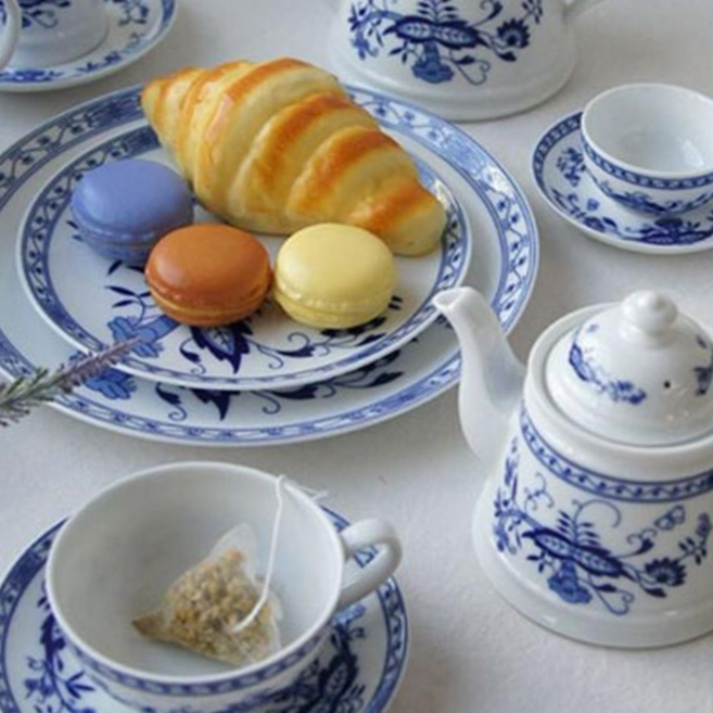 에스프레소잔 독특한 패턴 쯔비벨무스터 코발트블루 티 시리즈, 접시 대