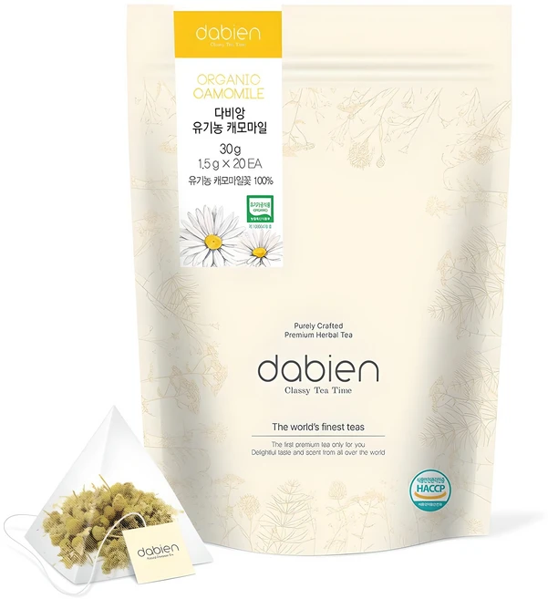 다비앙 유기농 캐모마일 티백, 1.5g, 20개입, 1개 - 쿠팡