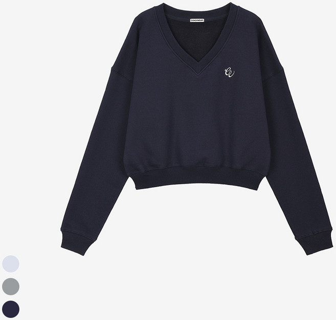 [콘치웨어] 콘치 V넥 크롭 기모 맨투맨 (3colors) 필라테스 요가