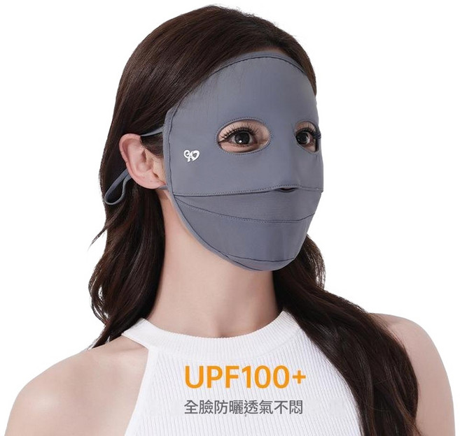 ENAIDE 防曬面罩 全臉女 夏季新款 冰絲防紫外線 UPF100+, 全臉面罩深灰色 全面防曬, 1個