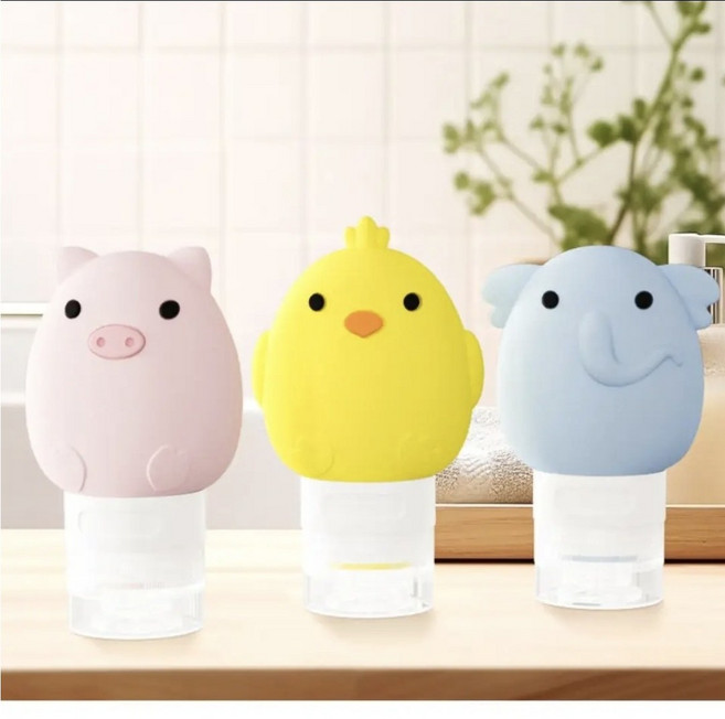 여행 필수품 휴대용 화장품 샴푸 용기 실리콘 캐릭터 공병, 애니멀세트, 1개