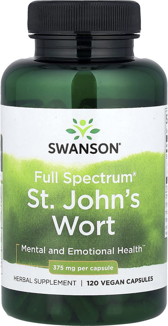 몸관리하세요 겨울입니다 Swanson Full Spectrum® 세인트존스워트 375mg 베지 캡슐 120정 특별관리진행, SwansonFullSpectrum세인트존스워트375m, 1개