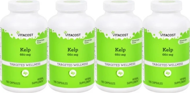비타코스트 켈프 요오드 660mg 캡슐 Vitacost Iodine Source Kelp, 4개, 180정 - 쿠팡