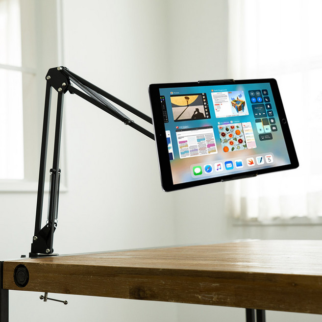 웰시스 침대 핸드폰 누워서 스마트폰 갤럭시폴드 아이폰 코브라 자바라 집게 멀티 만능거치대, 화이트, 1개