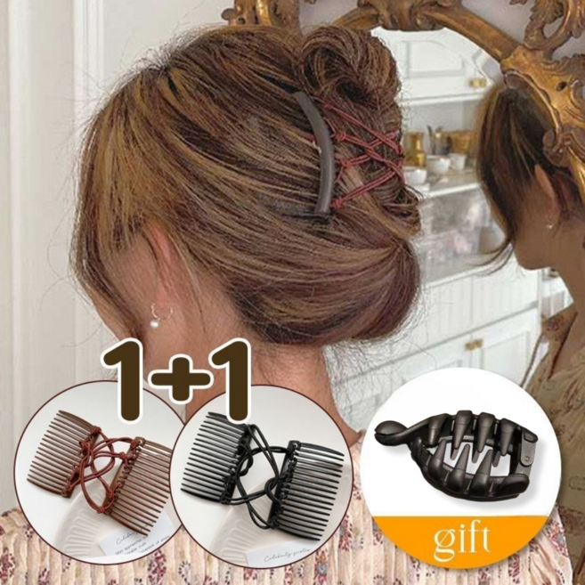 SpeedMong1+1 강력 고정 손쉬운 간편 혼주 한복 데일리 헤어핀 고무줄 포인트 올림 머리 빗핀 2종 세트