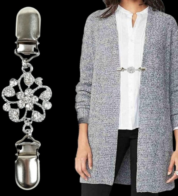 케이프 숄 재킷 고정 집게 셔츠 가디건 옷핀 클립 브로치 패션, 큐빅꽃, 1개