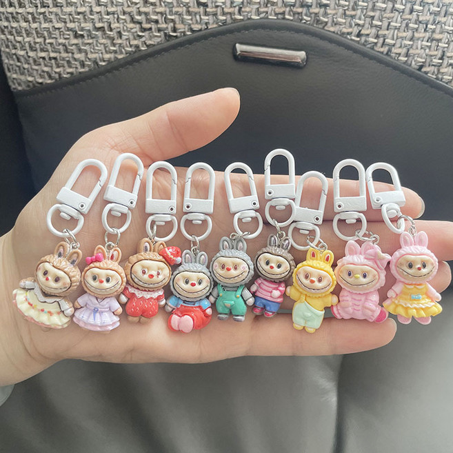 번블랙 라부부 LABUBU 캐릭터 미니 키링 휴대폰 에어팟 버즈 가방 우정 단체선물, 1세트, 라부부 9종