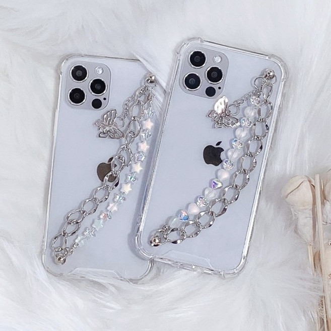 Linkvu 드리밍 나비펜던트 핸드스트랩 투명케이스 아이폰16 15프로 갤럭시S25 S24 노트20 울트라 A15 A25