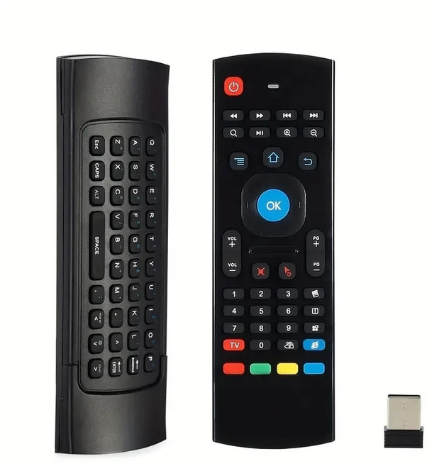 MX3 에어 마우스 USB 무선 키보드 스마트 교체 리모컨 24G RF 컨트롤러 음성 마이크 포함 안드로이드 TV 박스 PC용, 1)black