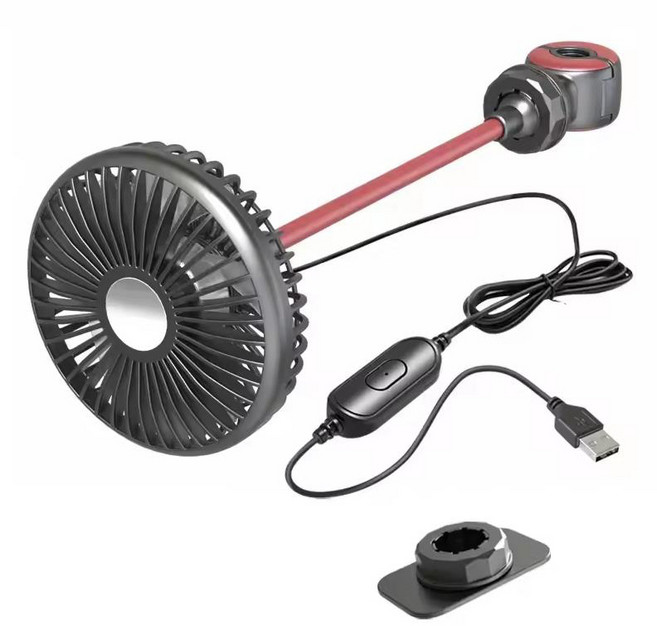 SEAMETAL 차량용 360도 선풍기 각도 조절 식 USB 연결식 카팬 빅윈드 3단 스피드 컨트롤 뒷좌석 선풍기
