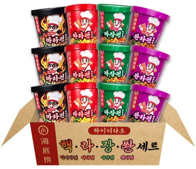 하이디라오 컵라면 4종 세트 6개 자유선택 (핵마라펀 마라펀 마장펀 쏸라펀)