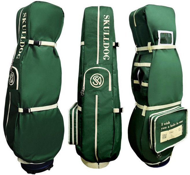 스컬독 10초만에 씌우는 2중잠금 안전벨트 항공커버 몽트르 하단 오픈형 골프 항공백 일반 스탠드 바퀴형 모두 호환가능, 몽트르 그린트리