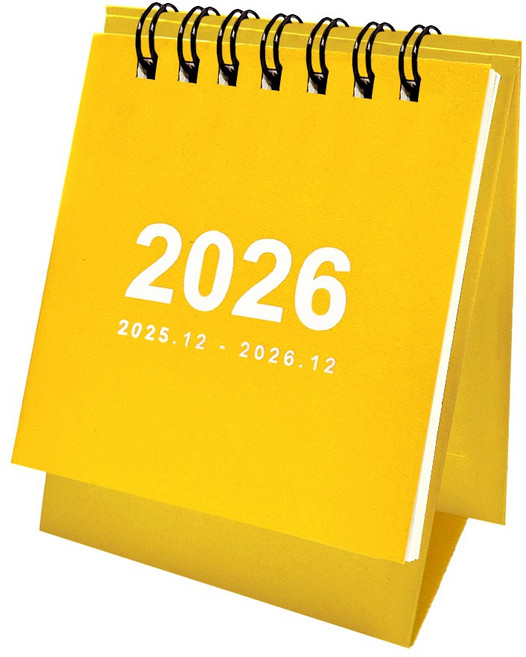 2026년 책상 탁상 달력 데스크 스탠딩 캘린더 연휴표시, 2개, 옐로우