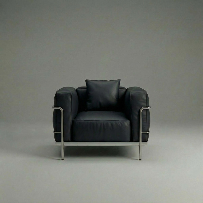 센소 스틸 프레임 카우 레더 라운지 1인용 2인용 3인용 모던 인테리어 소가죽 김나영 쇼파, 블랙, 1인용