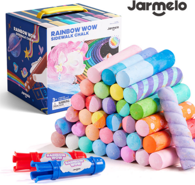 그린키즈 [리틀호안미로] 도로위레인보우점보분필36색/바닥분필 야외분필 수성 워셔블 분필