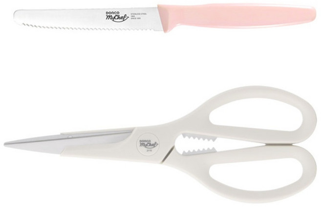 도루코 마이셰프 포켓 톱니과도 + 뉴베이직 주방가위, 과도+가위(아이보리), 1세트