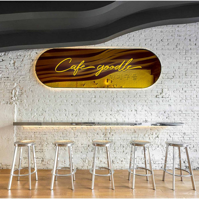 led간판 골드미러간판 실내간판, 1사각형