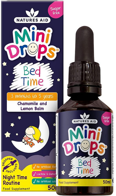 영국 네이처스 에이드 natures aid Bed Time 카모마일 레몬밤 어린이 슬립 베드타임 미니 드롭스, 5개, 50ml
