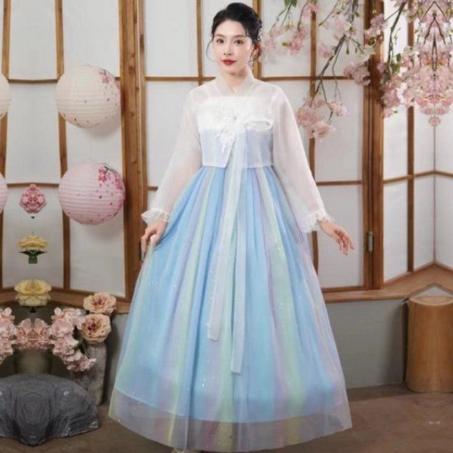 결혼식 웨딩 여자 신부 한복 드레스 치마 퓨전 저고리 시스루 중전마마 혼주 세트