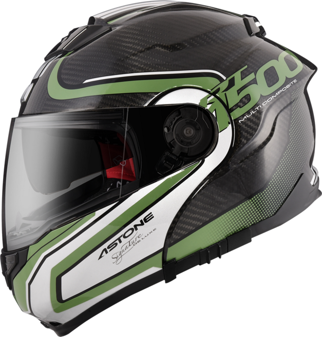 ASTONE RT1500 AI7 透明碳纖 輕量化 可掀式安全帽 快拆鏡片 內藏墨鏡 XL號 透纖綠, 透纖/綠, 1個