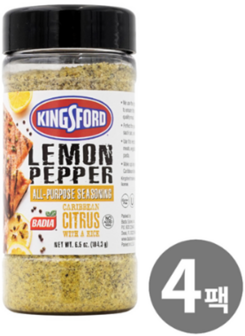 BADIA 바디아 킹스포드 다목적 시즈닝 레몬 페퍼 184g 4팩, 4개