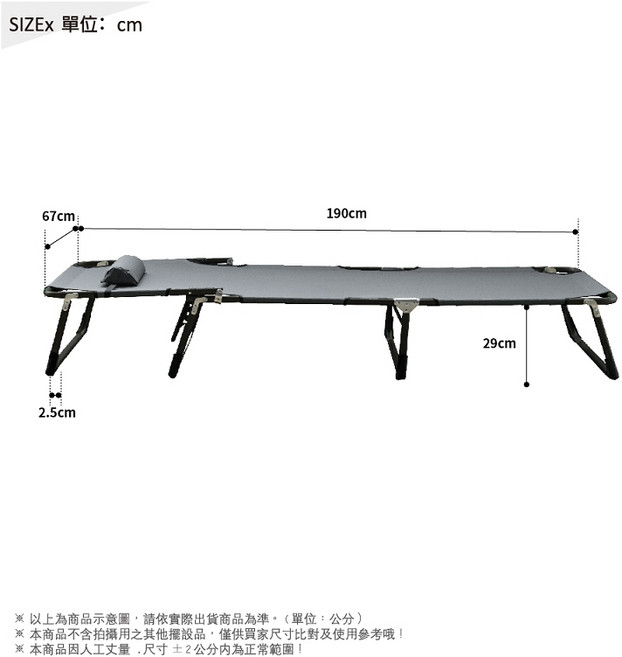 RICHOME TUMAZ 輕便折疊床 承重150公斤, 灰色