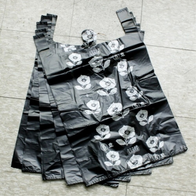 키알리 시장 이불 의류 봉투 손잡이 비닐 봉지 검정 비닐 봉투 5호 6호 50매, 제품선택, 검정 5호, 1개