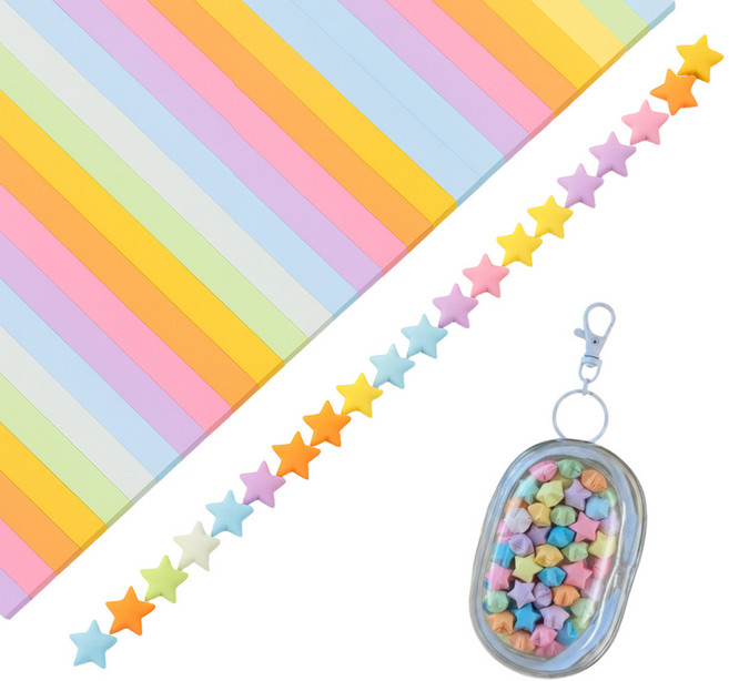 이브유 별접기 종이접기 색종이 별모양 키링만들기 DIY, 1350개, 파스텔10색