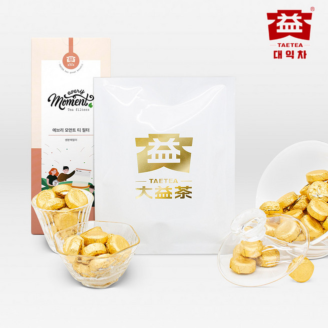 대익차 보이차 소금타 일일타차 숙차 + 티필터, 90g, 3g, 1개, 27개입