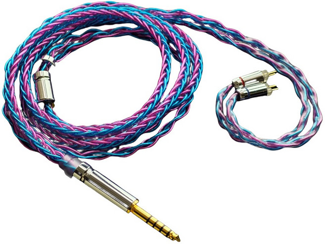 문드롭(Moondrop) Aria2/May 전용 8코어 OCC 은도금 케이블 0.78mm 2핀 3.5/4.4mm 밸런스드 게이밍 마이크 탑재, 남자주색(Blue-purple), 3.5mm with MIC, 1개