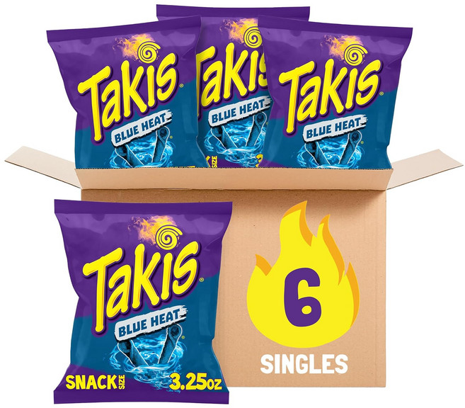 [미국 내수용]타키스 블루 히트 또띠아 칩스 280.7g Takis Rolled Blue Heat Tortilla Chips - 9.9oz, 6개, 92g