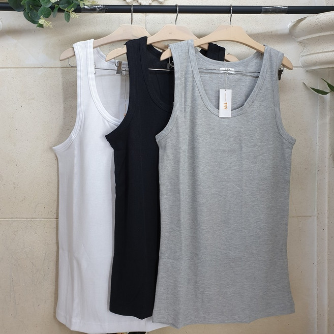 트라이 골지 런닝 남자 학생 95 부터 110 나시런닝 검정 그레이 흰색