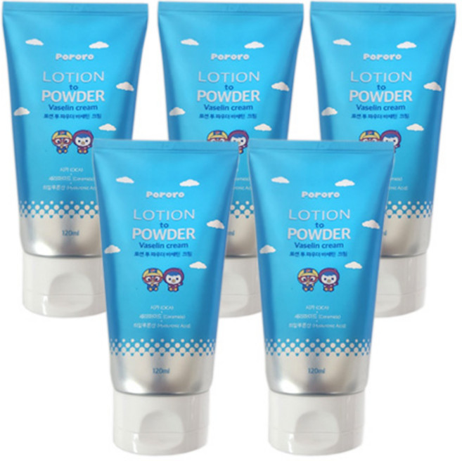 가루 날림이 없는 기저귀 파우더 뽀로로 베이비 파우더 로션, 5개, 120ml