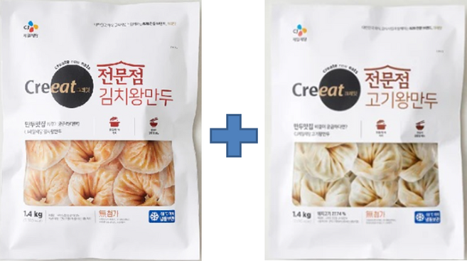 CJ 크레잇 전문점 고기왕만두 김치왕만두1.4kg, 1개, 2.8kg