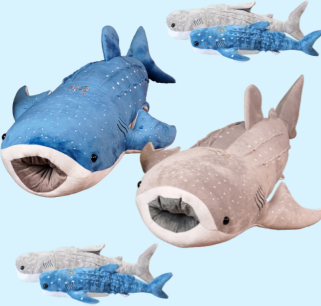 국내 당일배송 휘뚜마뚜 고래 상어 인형 쿠션 바디필로우 대형 봉제 인형 55cm 75cm 100cm 베개, 그레이