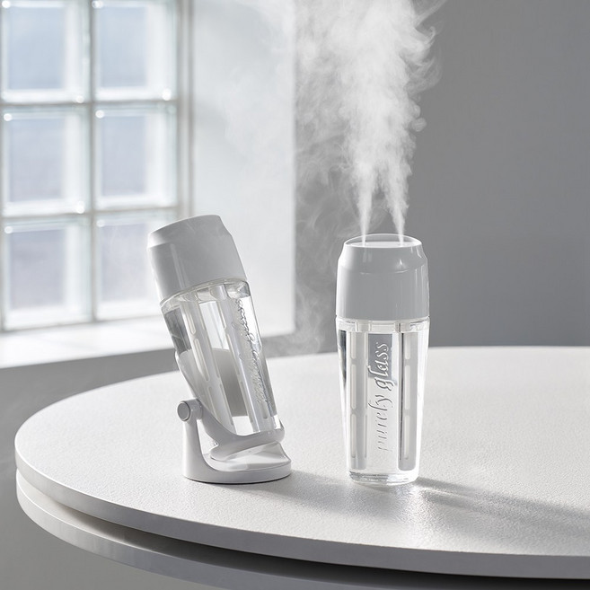 프롬비 듀얼분사 글래스 무선 가습기 082GFPC, 화이트, 1개