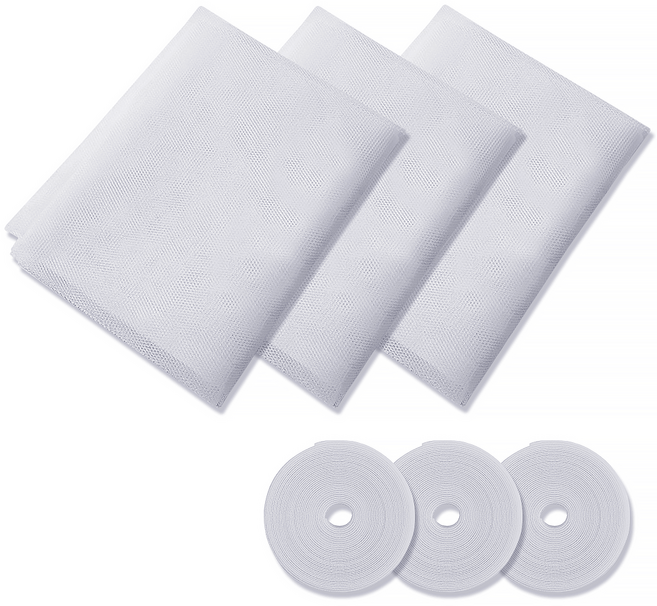 리빙로드 간편설치 벨크로 모기장 방충망, 화이트, 3개