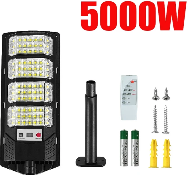 태양광 LED 가로등 방수 리모컨 PIR 모션 센서 태양광 램프 야외 정원 보안 벽 조명 5000W, [01] -5000W