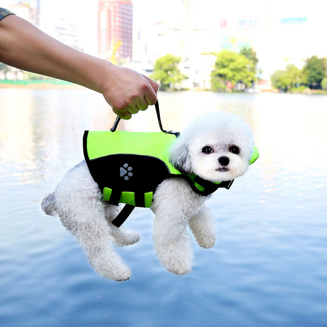 강아지 구명조끼 턱받이 애견 물놀이 용품, 1개, 에메랄드 그린