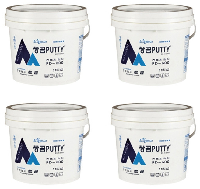 쌍곰 건축용 퍼티 PD-600 5kg 4개 고급 도배 도장 보수