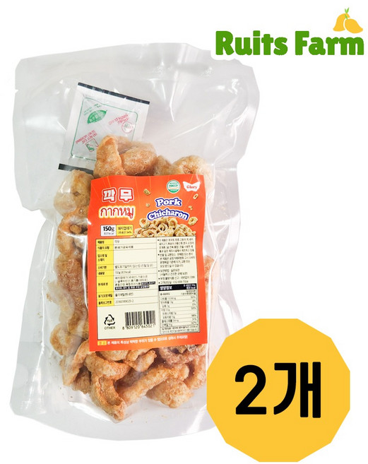 깍무 150gX2개 돼지껍데기튀김 치차론 태국간식 치차론 칙차론 돼지껍데기과자 캡무 캠무, 150g, 2개