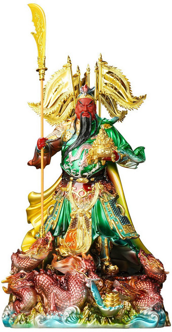 九龍關公 樹脂神像 擺件, 1個, 12英寸九龍武聖