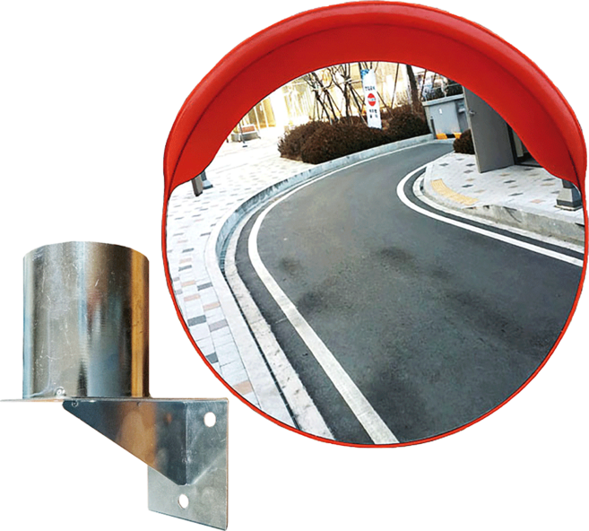 PC반사경 800파이 벽브라켓 세트, 반사경(주황)+브라켓(스틸), 1개